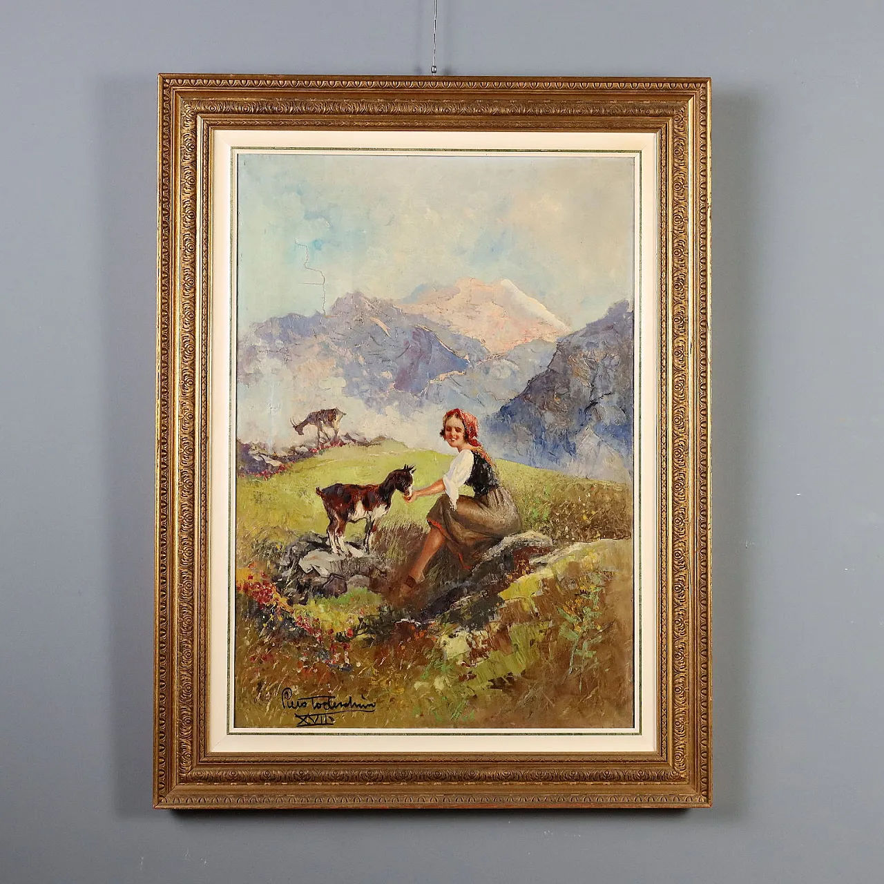 Painting by Piero Todeschini, oil on canvas, early 20th century 1