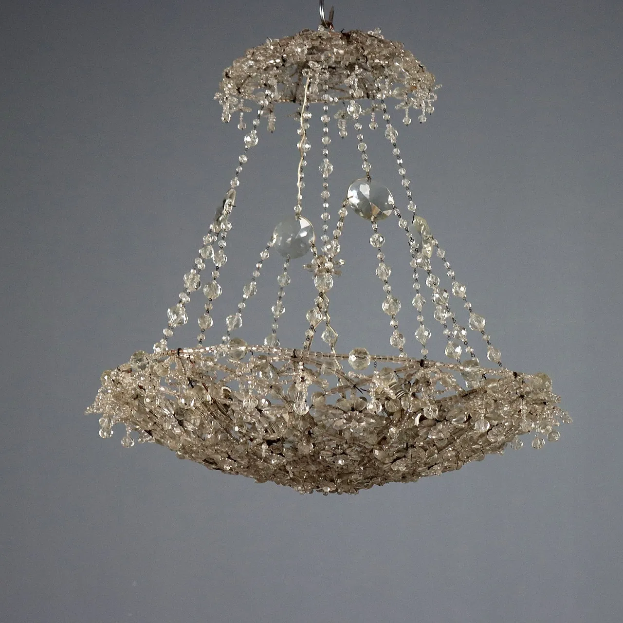 Glass chandelier with beads and drops, late 19th century 1