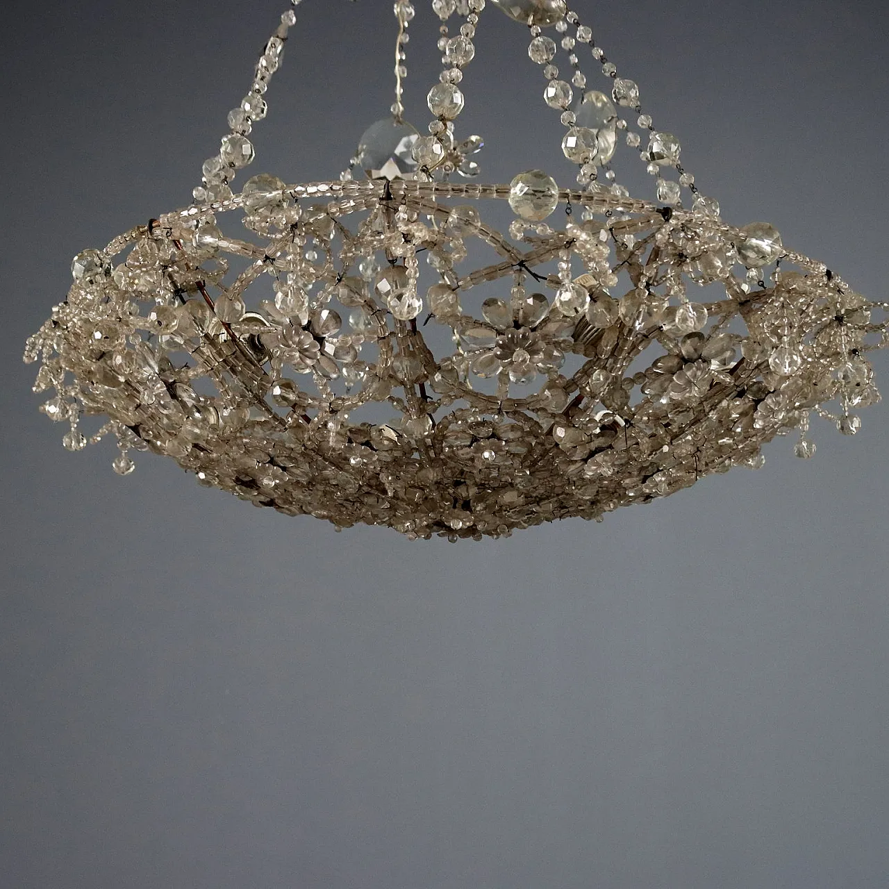 Glass chandelier with beads and drops, late 19th century 3
