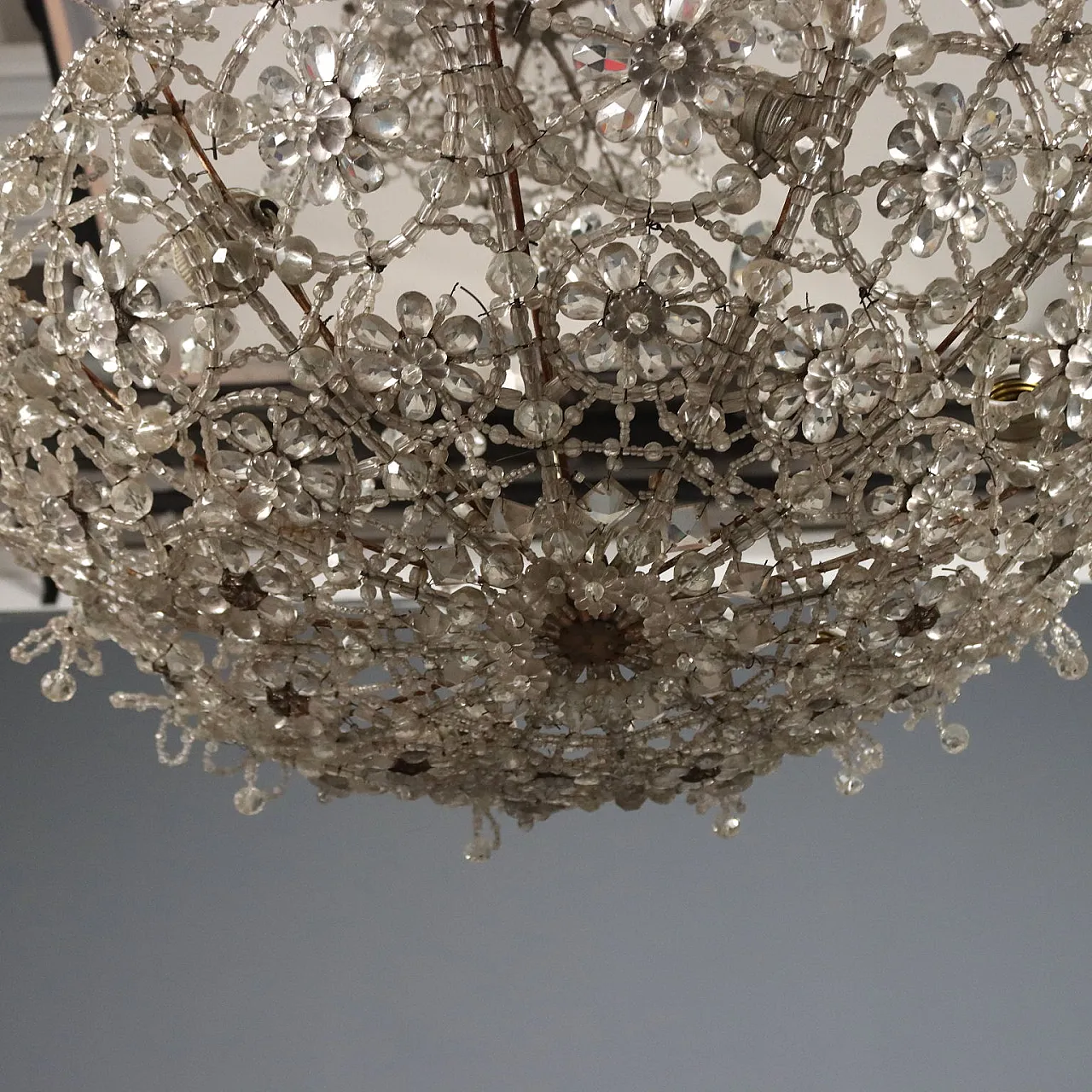 Glass chandelier with beads and drops, late 19th century 4