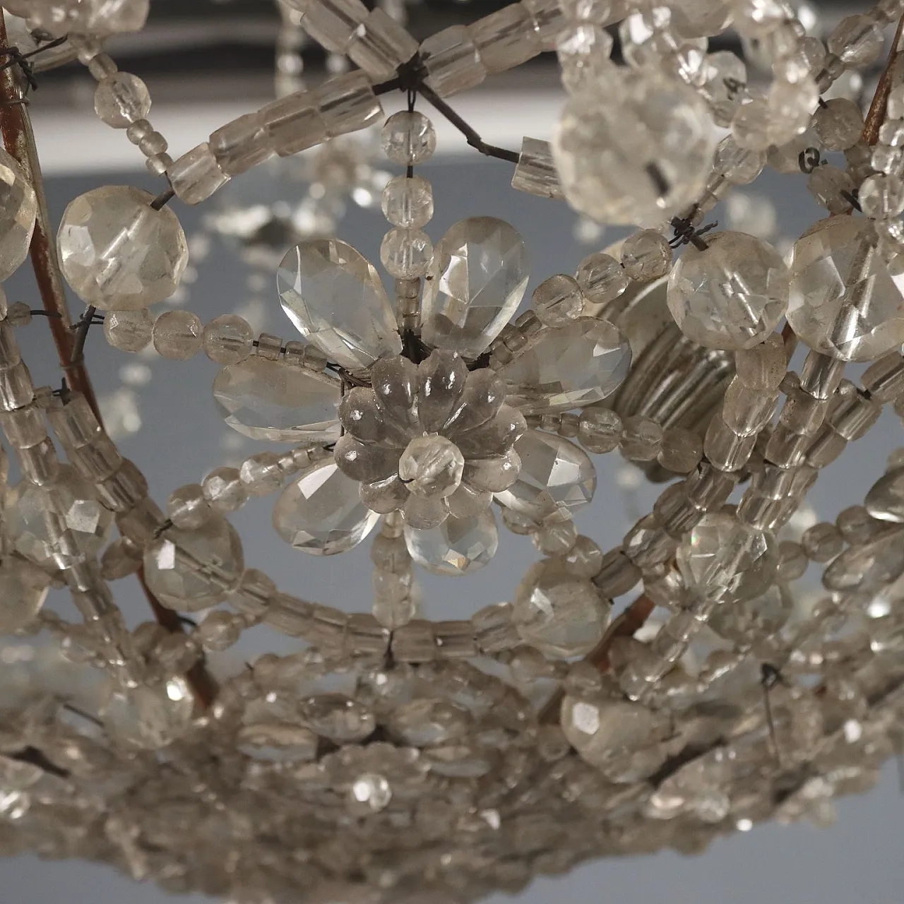 Glass chandelier with beads and drops, late 19th century 5