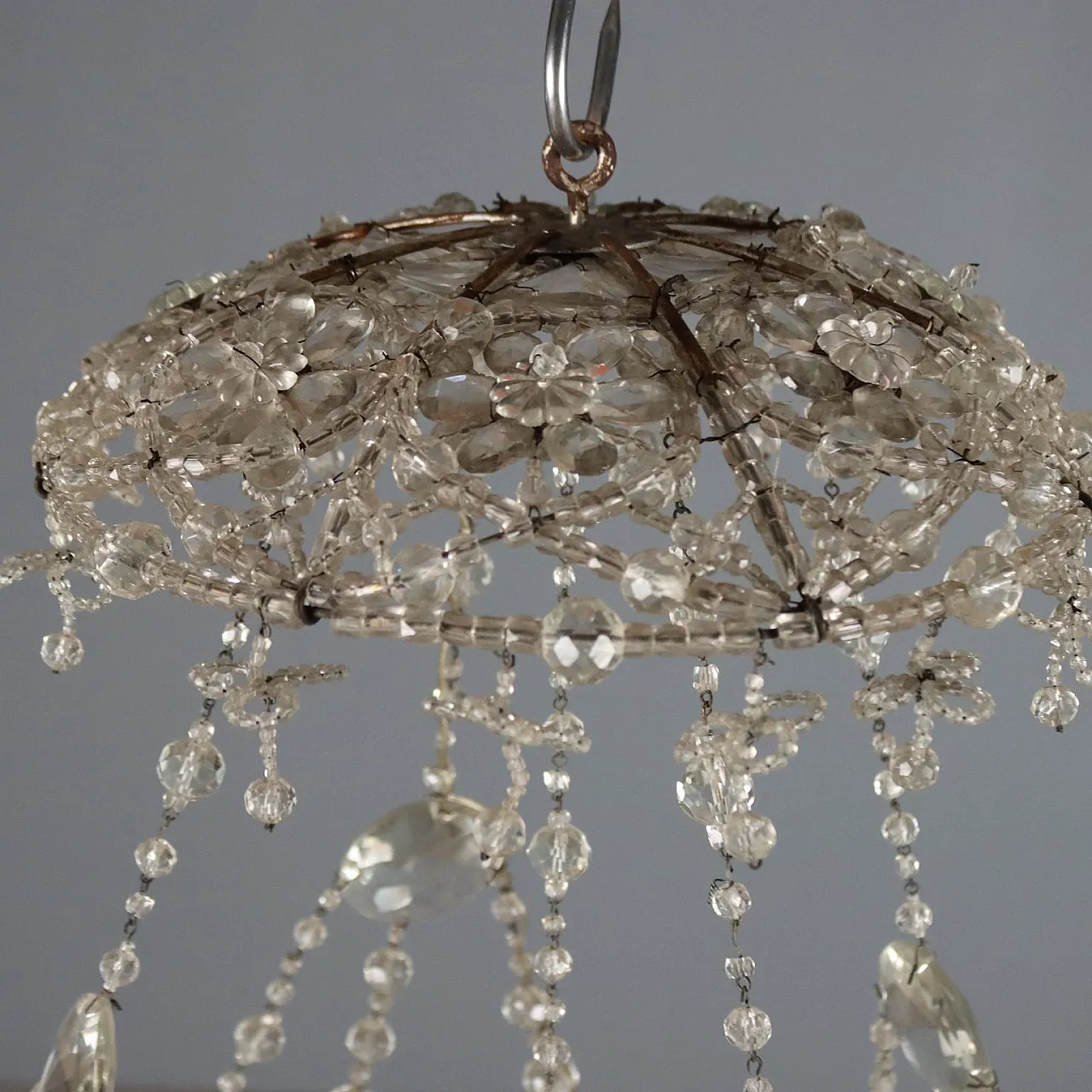 Glass chandelier with beads and drops, late 19th century 6
