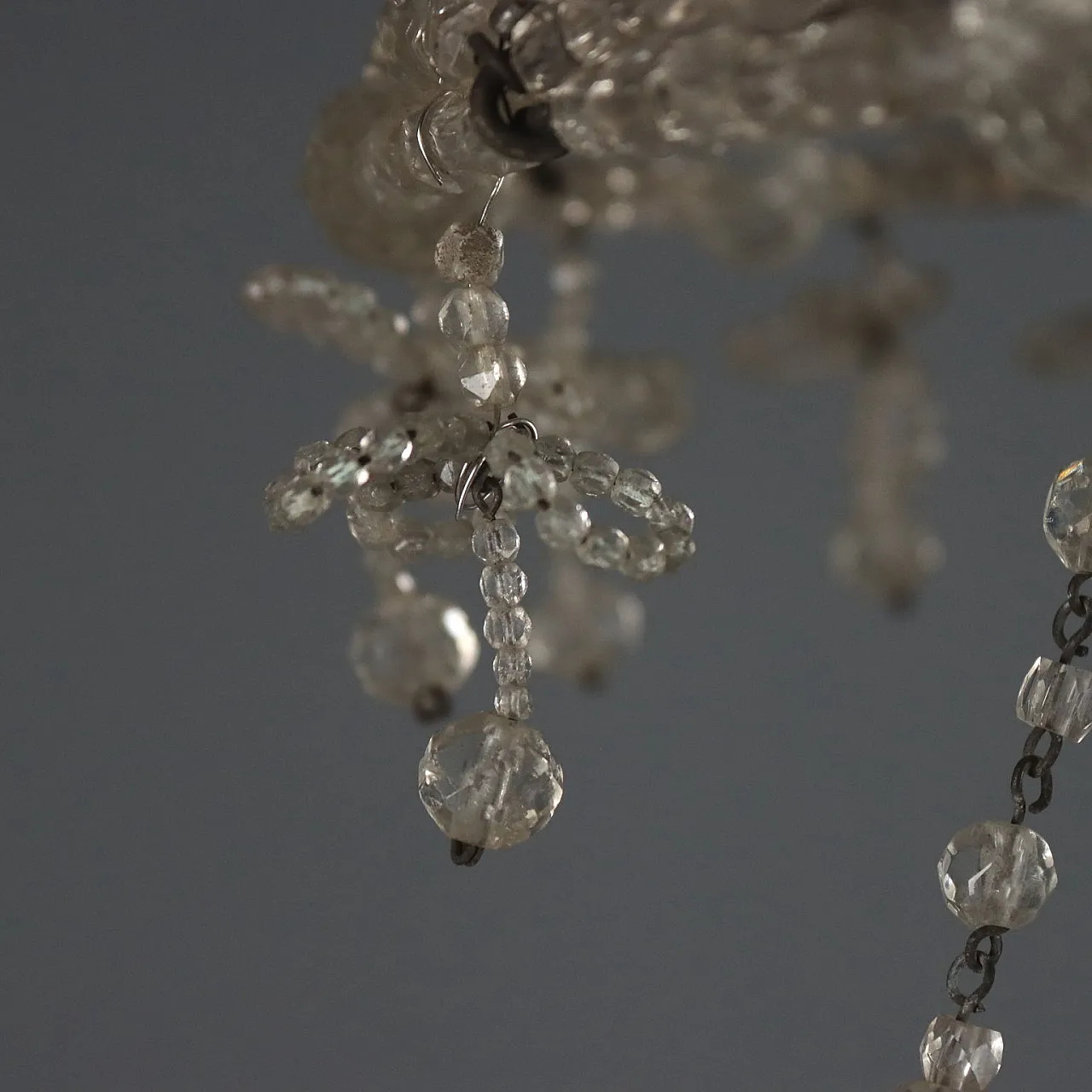Glass chandelier with beads and drops, late 19th century 8