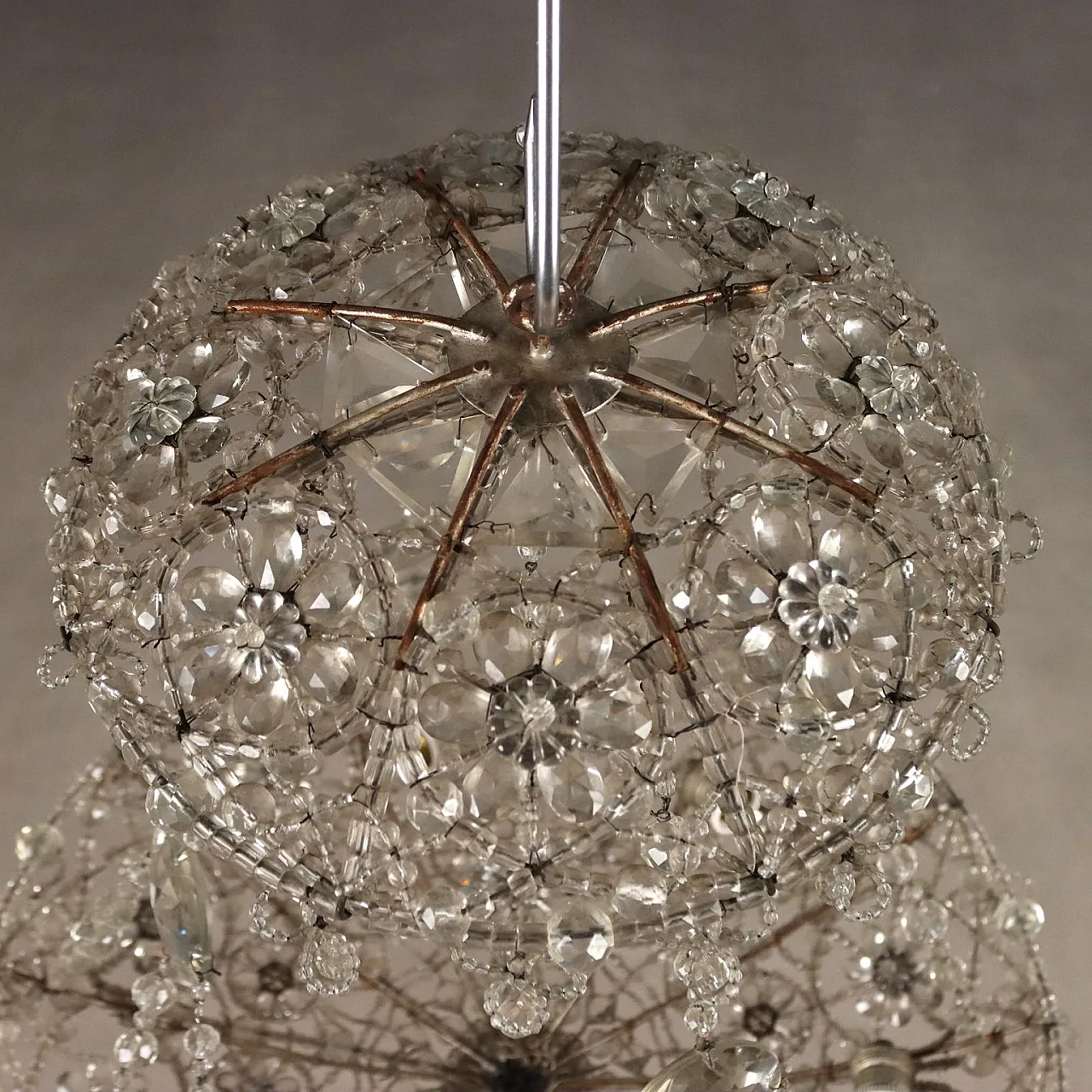 Glass chandelier with beads and drops, late 19th century 9
