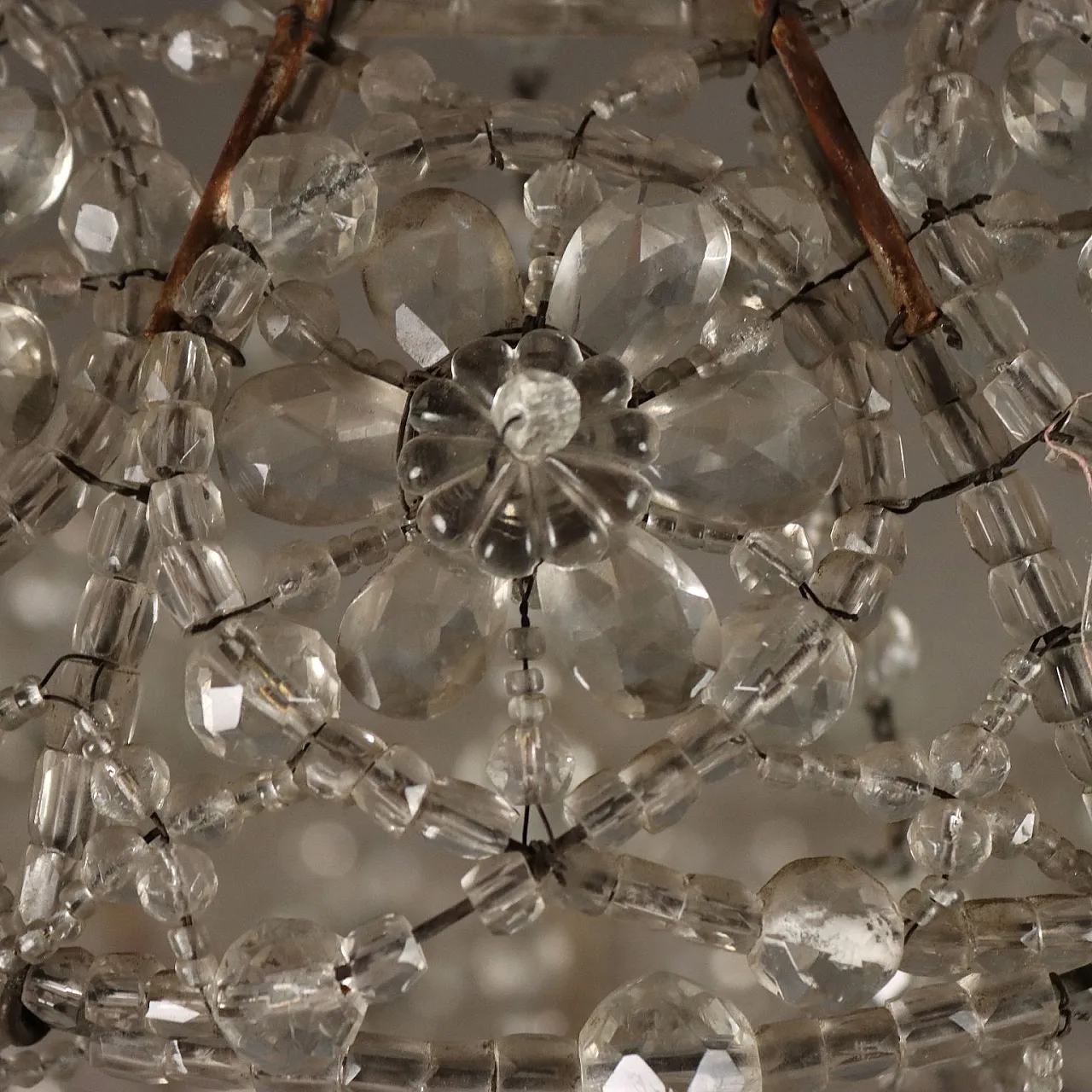 Glass chandelier with beads and drops, late 19th century 10