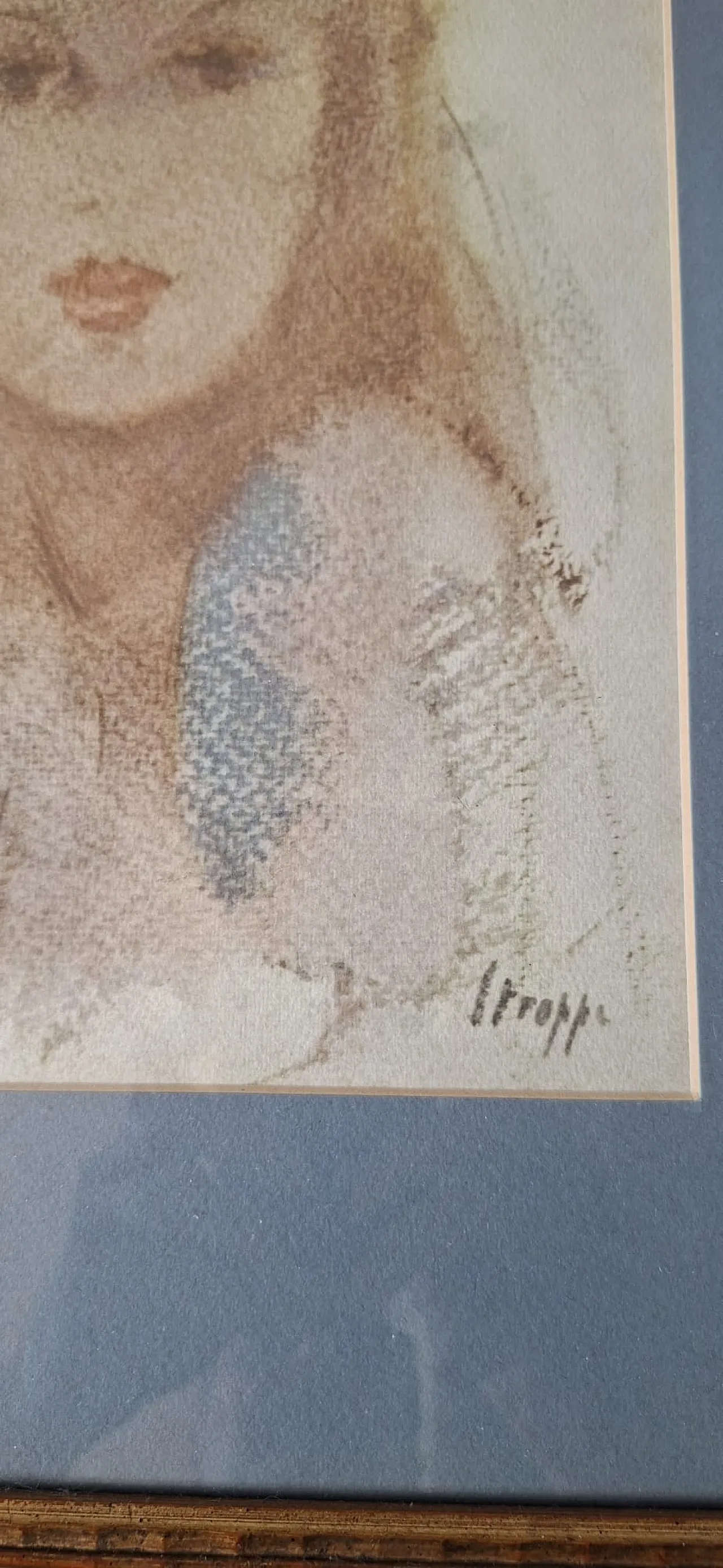 Leonardo Stroppa, ritratto di ragazza, pastello su carta, anni '40 8