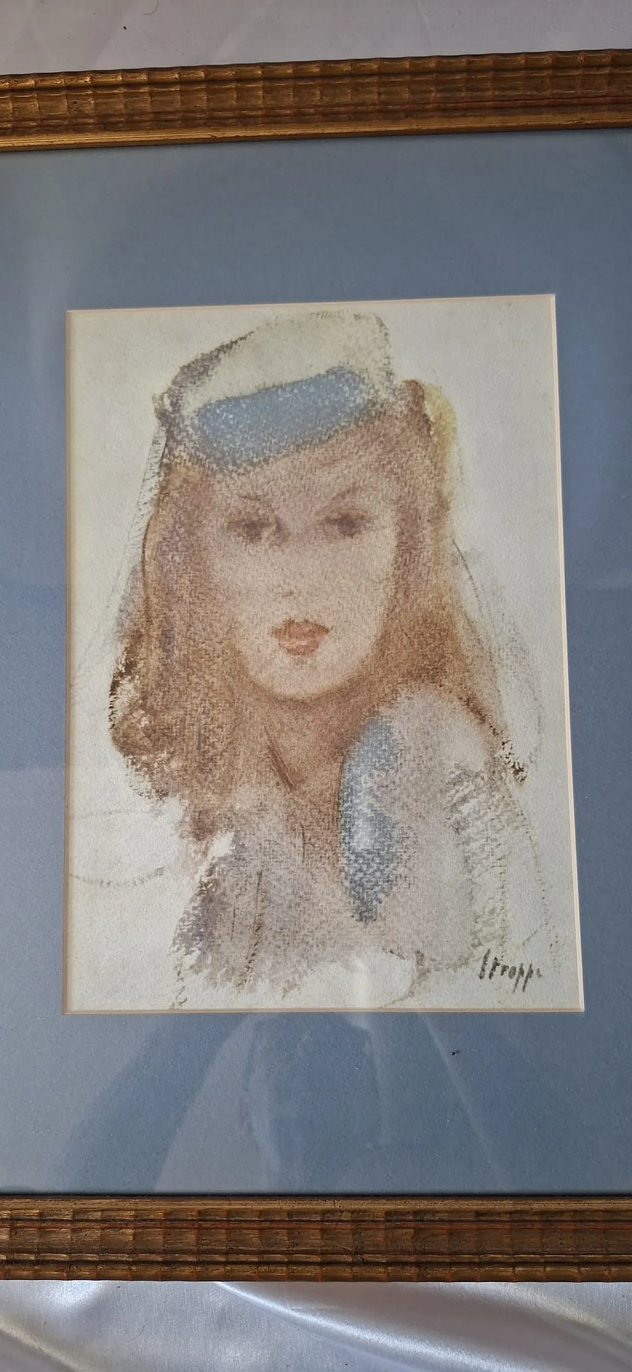 Leonardo Stroppa, ritratto di ragazza, pastello su carta, anni '40 14