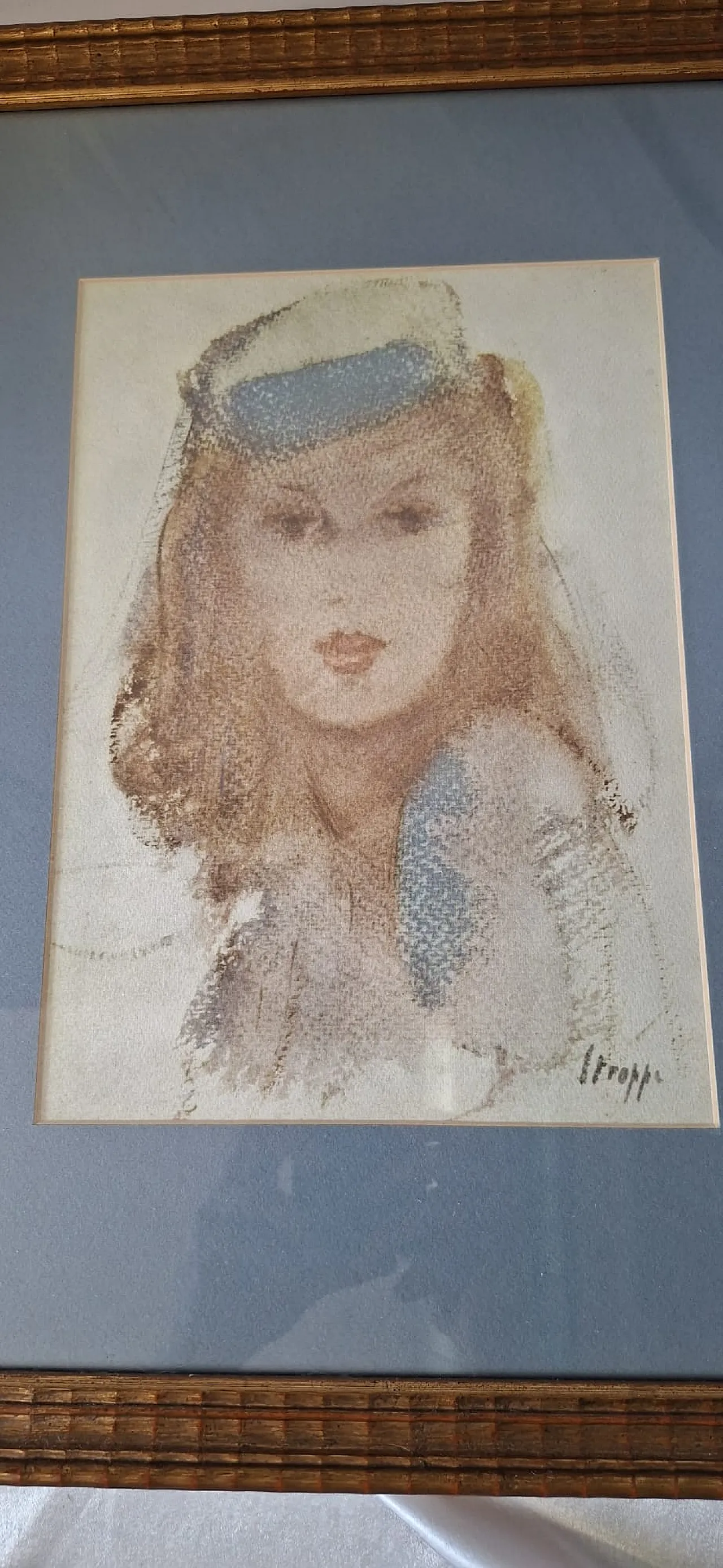 Leonardo Stroppa, ritratto di ragazza, pastello su carta, anni '40 16