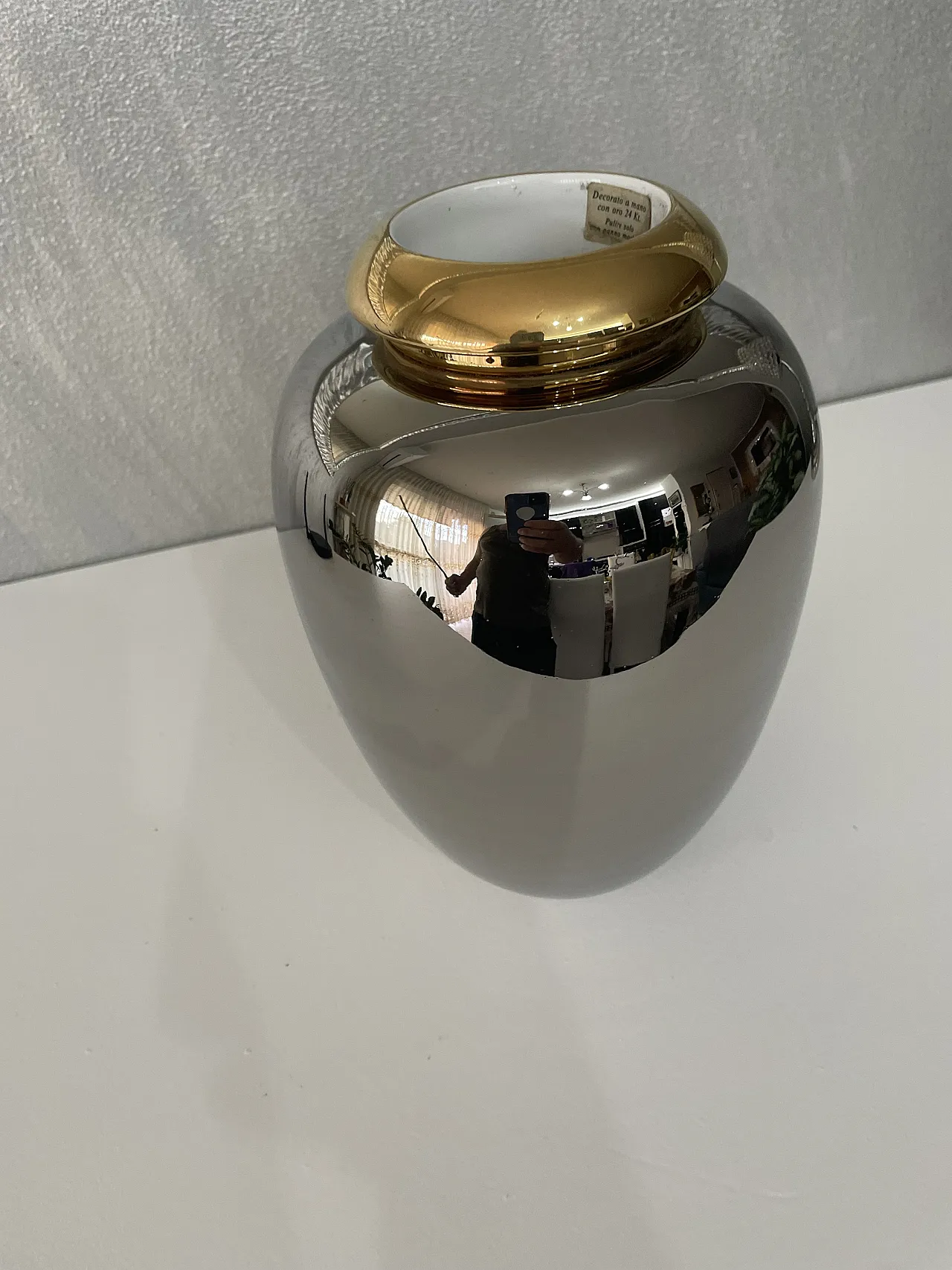 Bosa Ceramics silver vase, 1980s 9