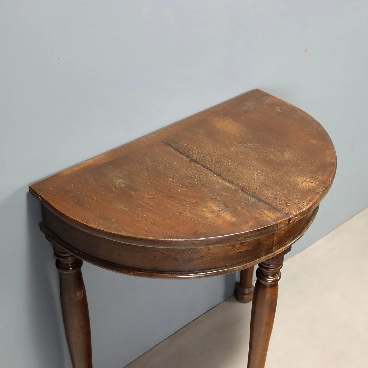 Demi Lune console in walnut, 19th century 6