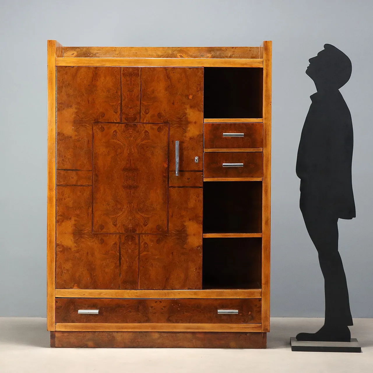 Arredo in radica con maniglie in alluminio, anni '30 3