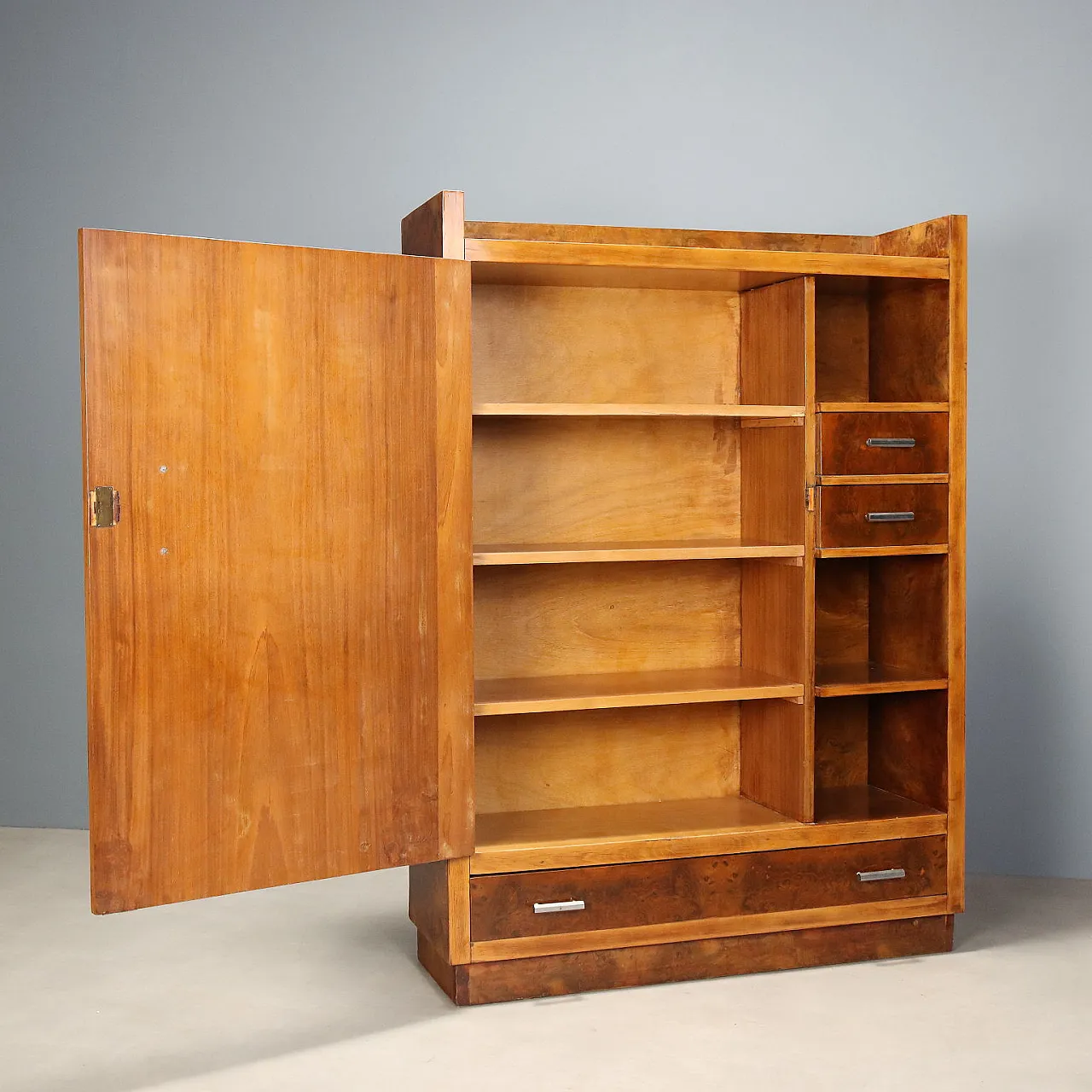 Arredo in radica con maniglie in alluminio, anni '30 4