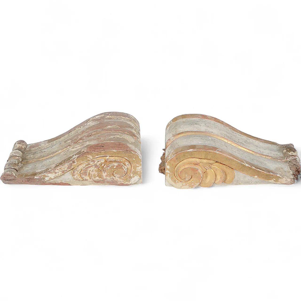 Pair of carved wooden decorative elements, 19th century 11