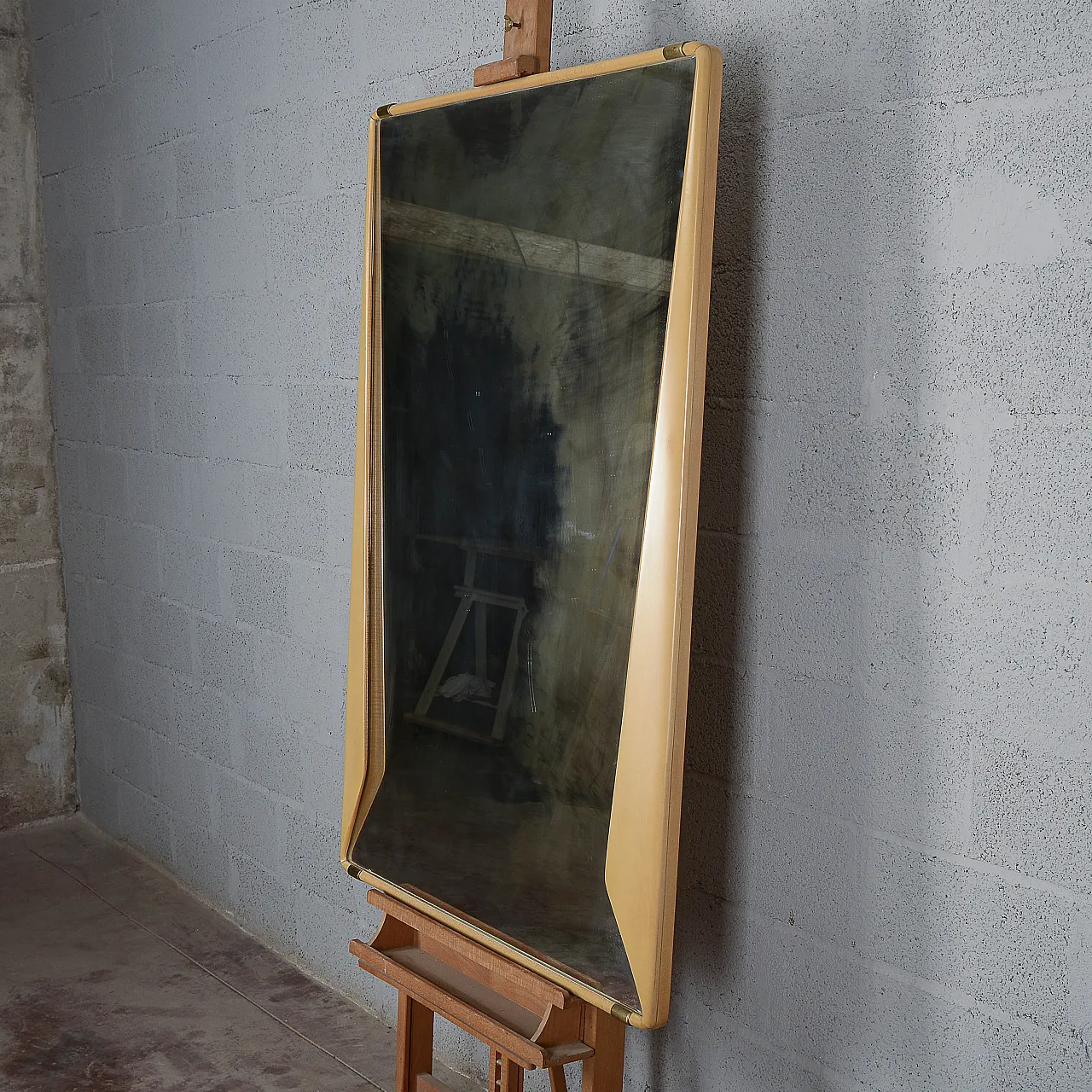 Specchiera con cornice in legno Dassi, anni '50 3