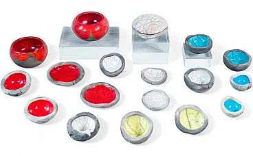 18 Ceramic and enamel bowls by Jean SANTILLI for Bussana Vecchia, 1990