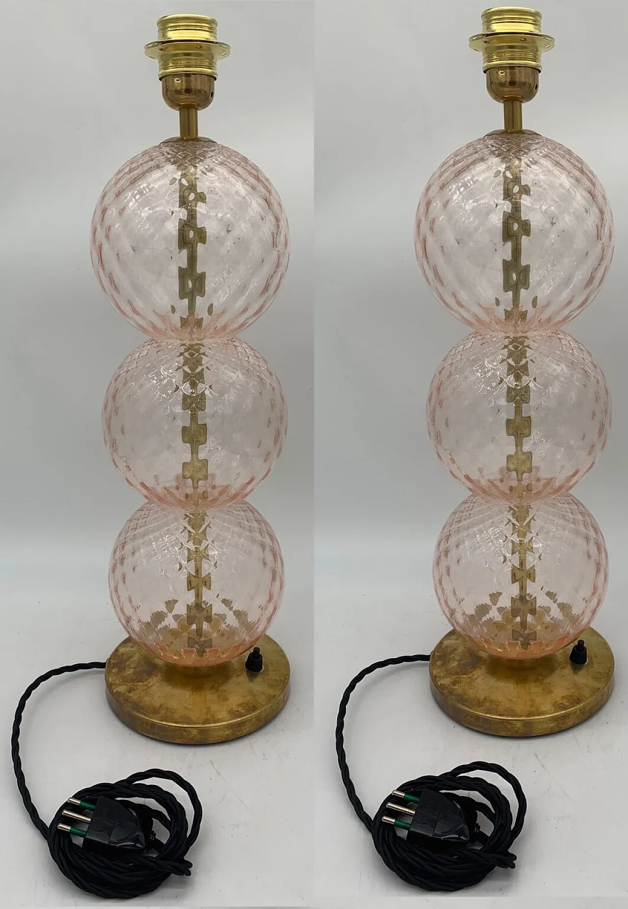 Pair of Murano glass lamps attributed to Mazzega, 1950s 1