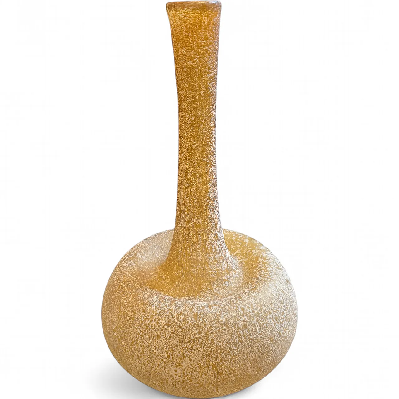 Cenedese style yellow scavo Murano glass vase, 1980s 13