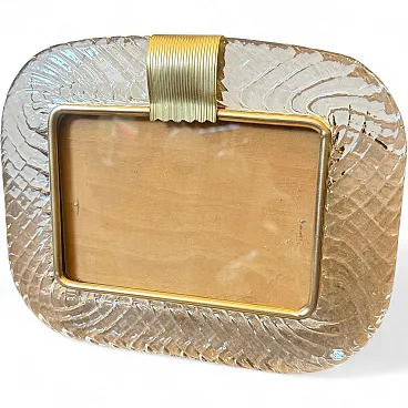 Barovier style Murano glass and brass horizontal picture frame, 1990s