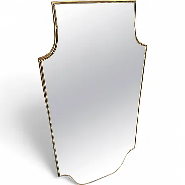 Gio Ponti style Mid-Century Modern brass shield wall mirror, 1960s