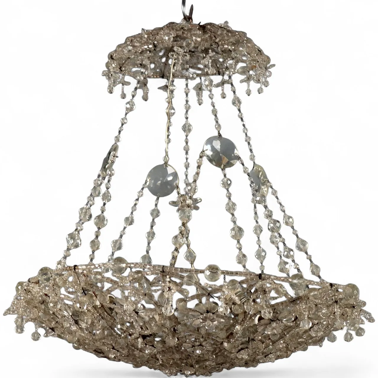 Glass chandelier with beads and drops, late 19th century 11