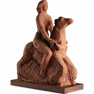 Rocking horse, terracotta Sculpture by José Pizzo, 20th century