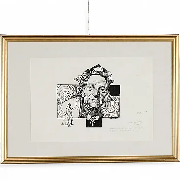 Design by Sergio Toppi, mixed media on paper, 20th century