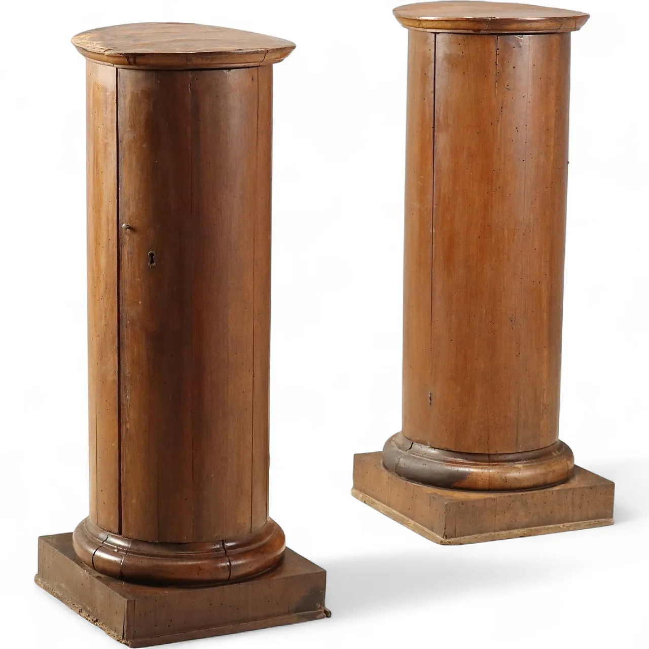 Pair of Empire column bedside tables in walnut, 19th century 11