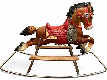 Cavallo a dondolo da rodeo vintage, anni '70