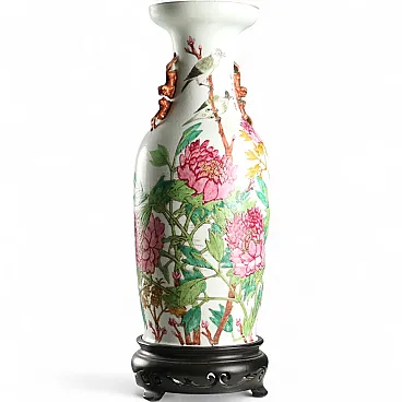 Baluster vase with wooden support, 20th century