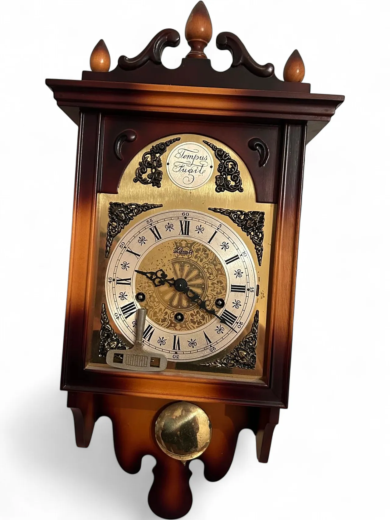 Wall Pendulum clock in wood, 1970s 4
