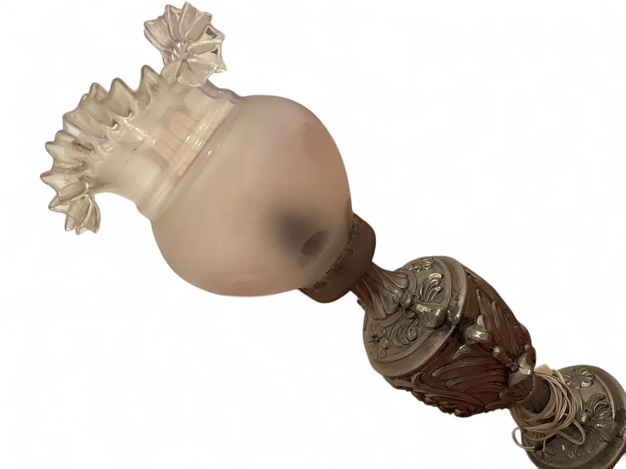 Table glass oil lamp with bulb, 1970s 4