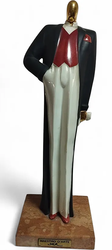 Ceramic sculpture or an elegant man signed SER, 2000s