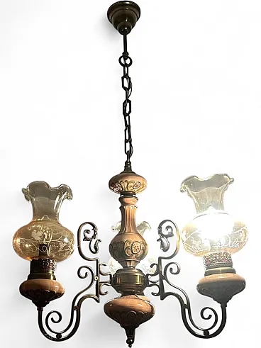 Lampadario vintage a 5 luci, anni '70