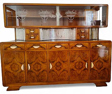 Credenza mobile bar art decò in radica, anni '30