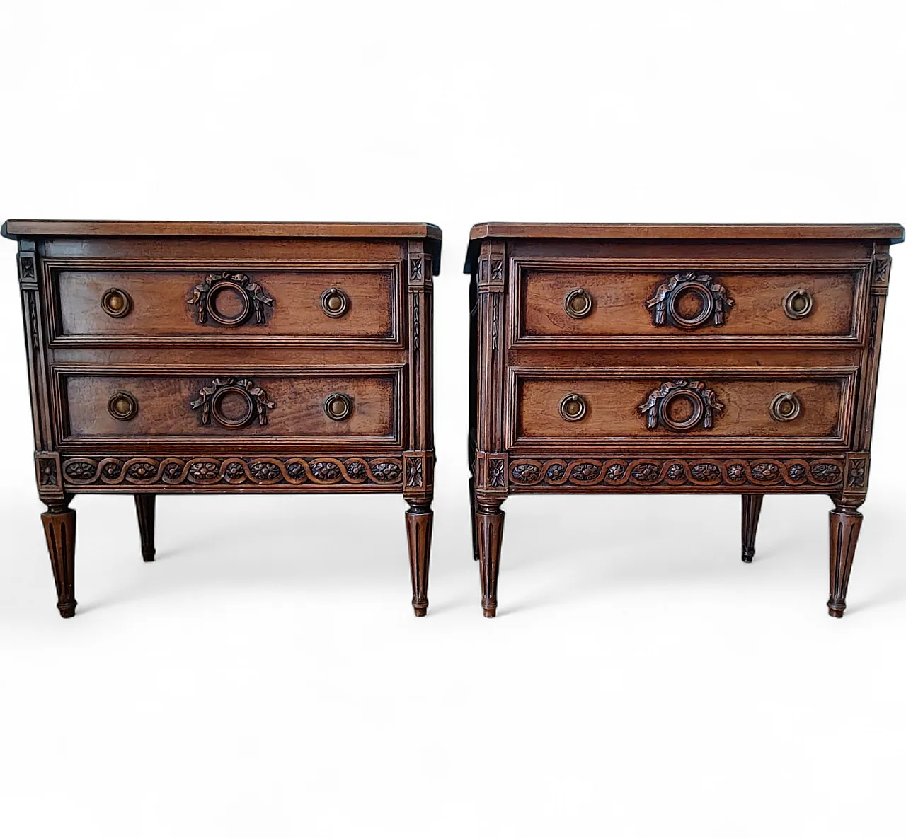 Pair of antique wooden bedside tables 5