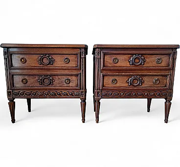Pair of antique wooden bedside tables