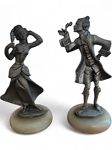 Pair of pewter statuettes