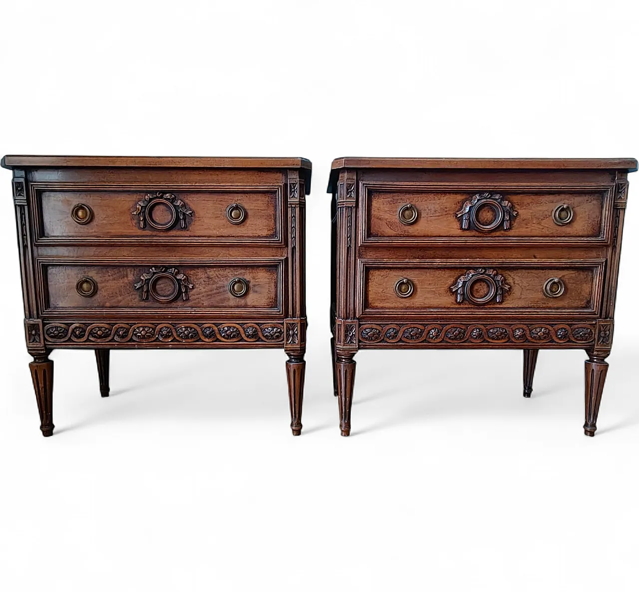 Pair of antique wooden bedside tables 6