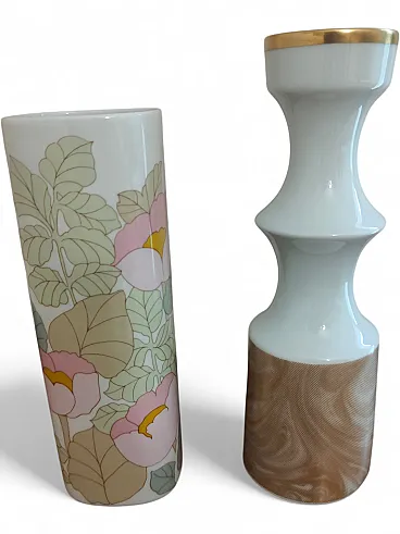 Modern porcelain vase with golden rim