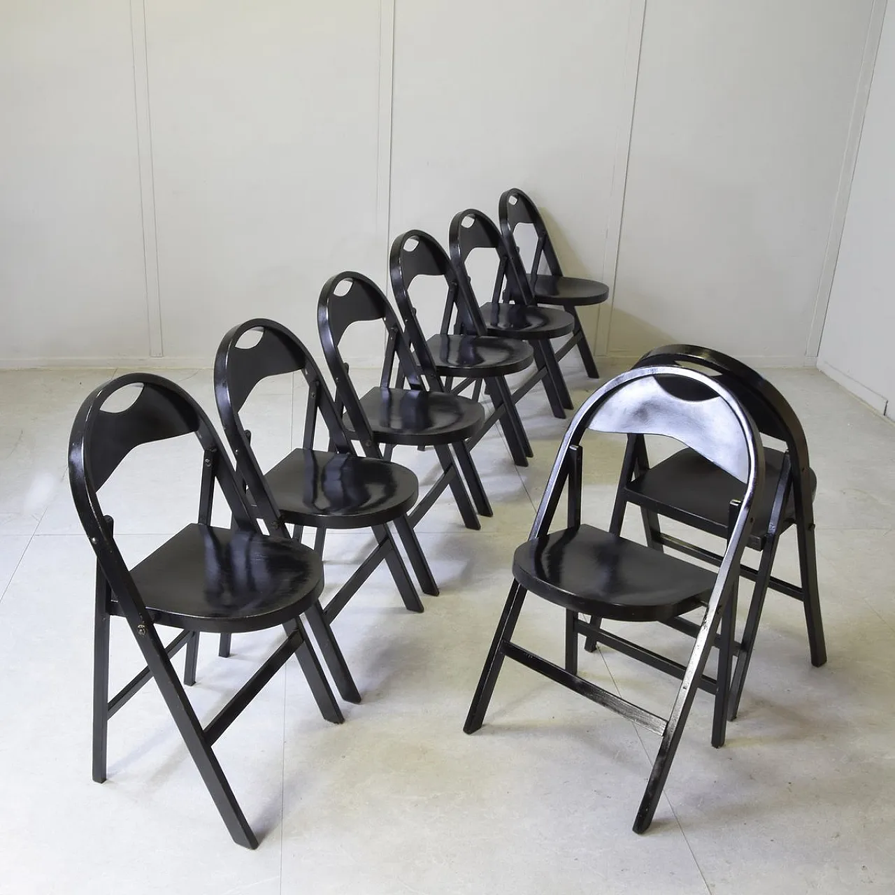 8 Tric chairs by Achille & Pier Giacomo Castiglioni for Bernini, 1960s 1
