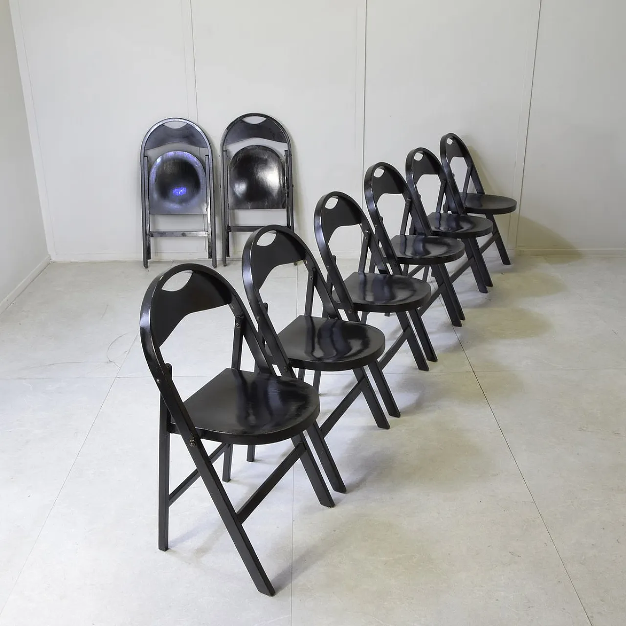 8 Tric chairs by Achille & Pier Giacomo Castiglioni for Bernini, 1960s 8
