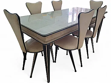 Mascagni beige 6-seater table with matching chairs