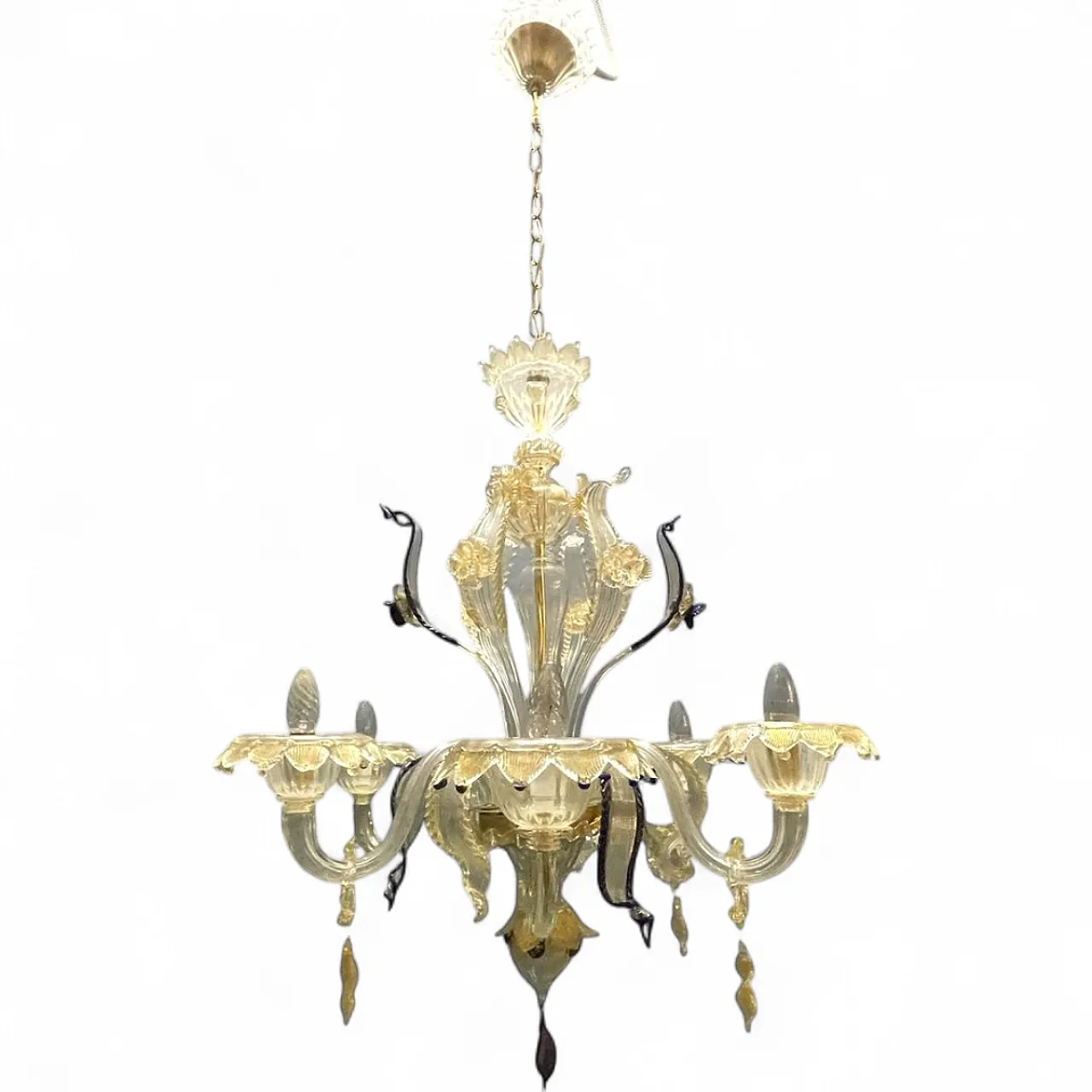 Lampadario veneziano in vetro di Murano, anni '60 25
