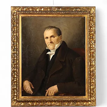 Painting with Male Portrait, oil on canvas, 19th century