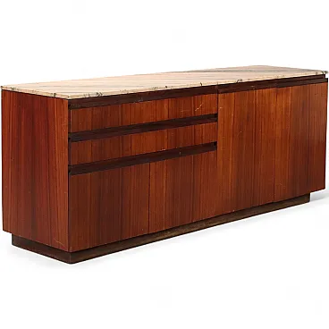 Credenza in legno e marmo, anni '60