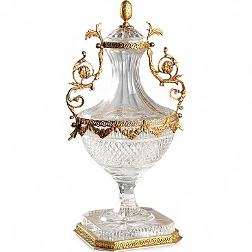 Vaso in cristallo molato e bronzo, '900