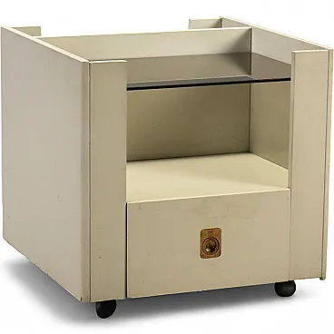 Bedside table in white lacquered wood, 1970s
