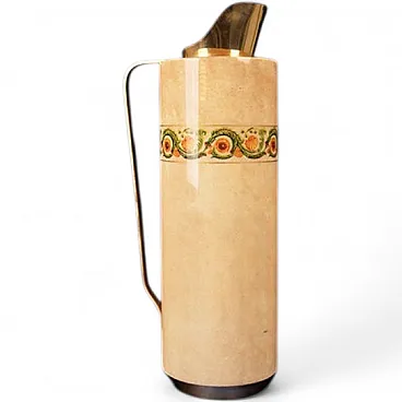 Goatskin parchment thermos with decorative frieze by Aldo Tura, 1970s