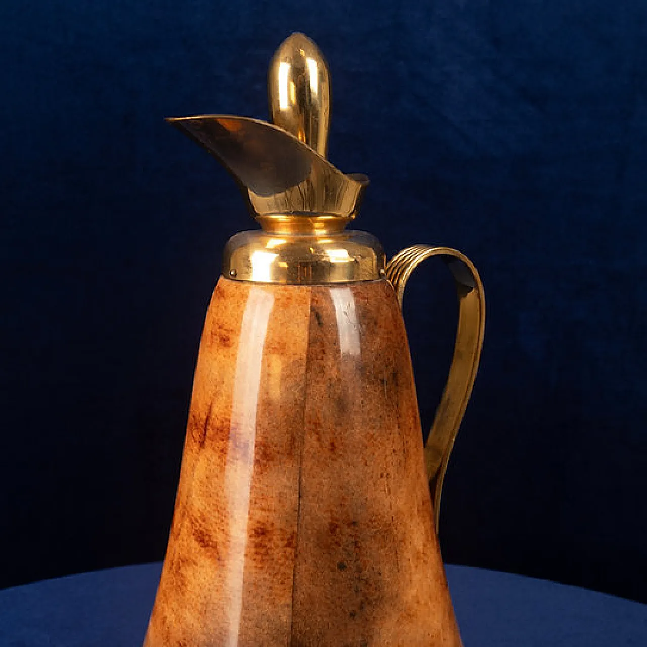 Macabo tobacco-coloured parchment and brass thermos, 1950s 11