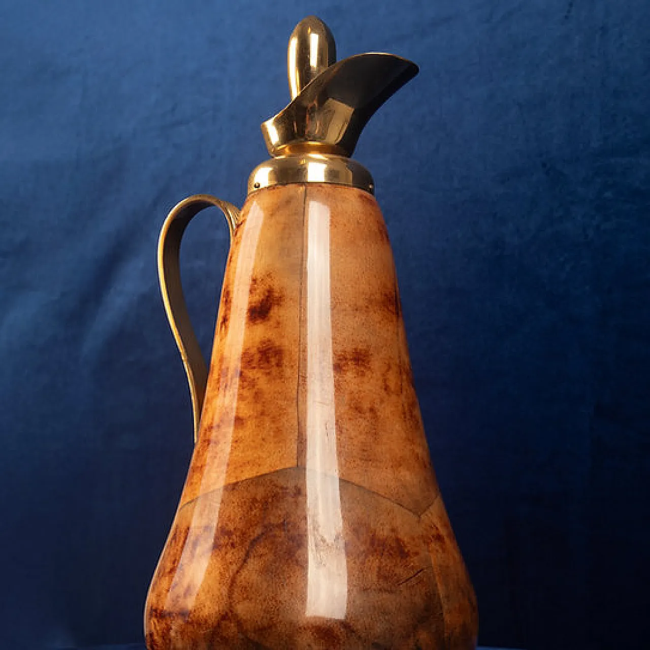 Macabo tobacco-coloured parchment and brass thermos, 1950s 12